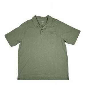 L. L. Bean Vintage Marled 100% Cotton Polo in Medium Green - Size XL